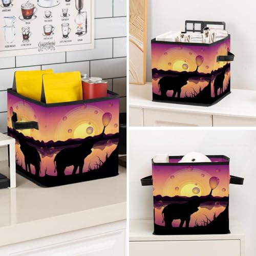 Boîte de rangement pliable éléphant mignon avec poignées solides - 8