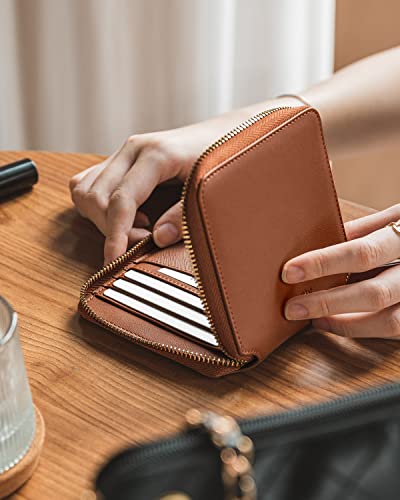 Image of Vulkitty Women Leather Wallet RFID Blocking Bifold Slim Coin Purse Credit Card Holder with Zipper Pocket Case