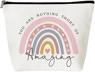 Inspirational Gifts for Women, Thank You Gifts, You are Nothing Short of Amazing Rainbow Makeup Bag, Birthday Gifts for Women, Best Friend, BFF, Bestie, Sister, Boss, Wife, Teacher, NHS, Nurse, Her