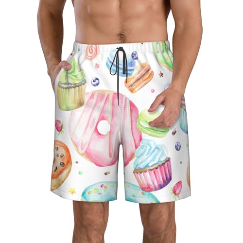 Cupcakes Donuts Muffins Sugar Mens Casual Shorts Drawstring Summer Beach Stretch Golf Shorts for Men Workout Athletic Casual