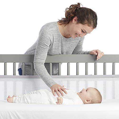 AirflowBaby Mesh Crib Liner White 11” — Fits Full-Size Four-Sided Slatted and Solid Back Cribs - Thumbnail 5