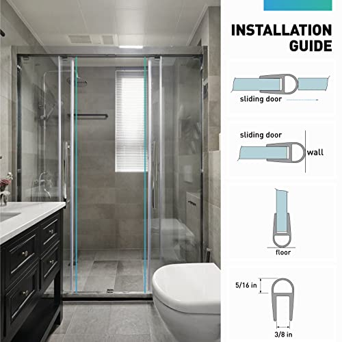 Fcsotsps Shower Door Seal Set - 4 Pcs 3/8"X 77" Frameless Shower Door Side Seal Strip And Bottom Seal For 3/8 Inch Glass - Durable Shower Door Sweep Stop Shower Leaks Create A Water Barrier #TOP1