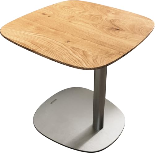 DeLife Table-de-Salon Edge Boot 50x50 cm chêne Naturel Bord Suisse Eleny Acier Inoxydable brossé