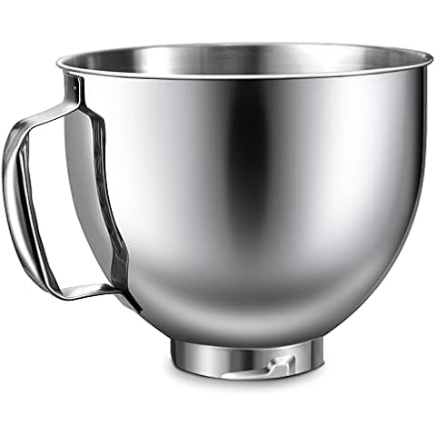 LETOMS Standmixer-Schüssel für Kitchenaid 4,5 Quart, Edelstahl-Rührschüssel für 5QT Artisan Mixer, Silber Ersatzteile Cover