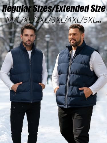 Image of TUVEKE Men's Puffer Vest Sherpa Lined Outdoor Zipper Fleece Vest Warm Sleeveless Men Winter Jackets Water-Resistant M-5XL