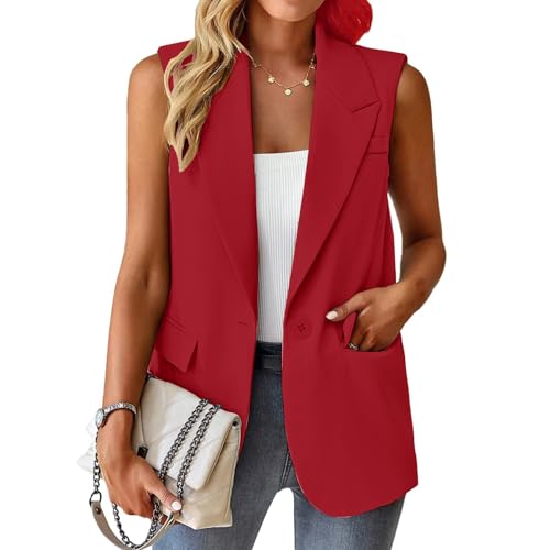 Chaleco de verano para mujer sin mangas ligero casual con solapa 2