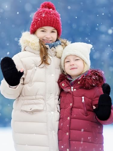 Geyoga 3 Pairs Kids Fingerless Gloves Winter Flip Gloves Warm Convertible Mitten for Girls Teenager Half Fingerless Mittens2