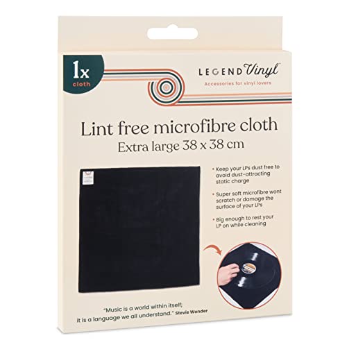 Chiffon de nettoyage extra large anti-statique pour disques vinyles - Microfibre non pelucheuse - 38 cm x 38 cm - Parfait pour placer votre vinyle pendant le nettoyage Cover