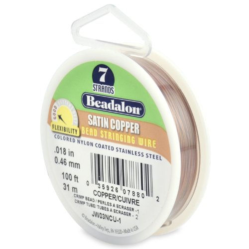 Beadalon 7 Strand Stainless Steel Bead Stringing Wire.018 In / 0.46 Mm, Satin Copper, 100 Ft / 31 M #TOP16