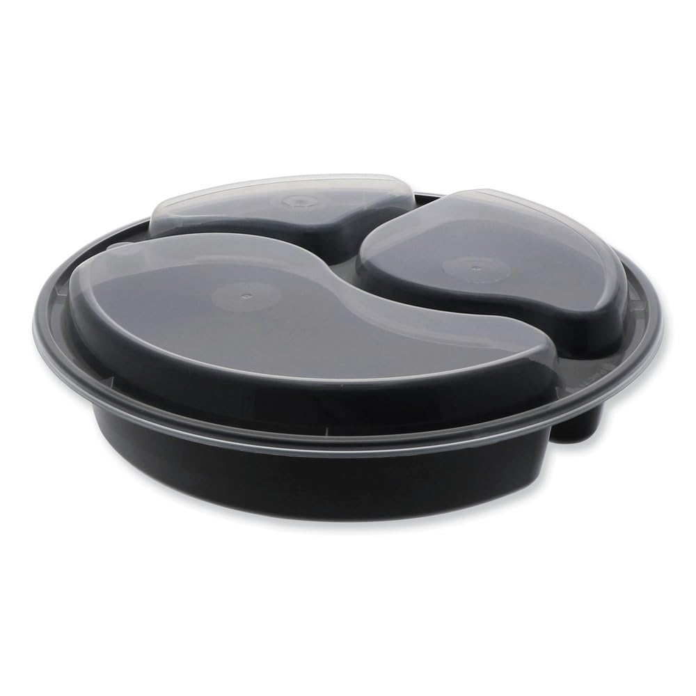 Evergreen newspring versatainer microwavable containers by PACTIV – 9 x 9 x 2.25, 39.0 ounces, Paper, Black, Model NC9388B