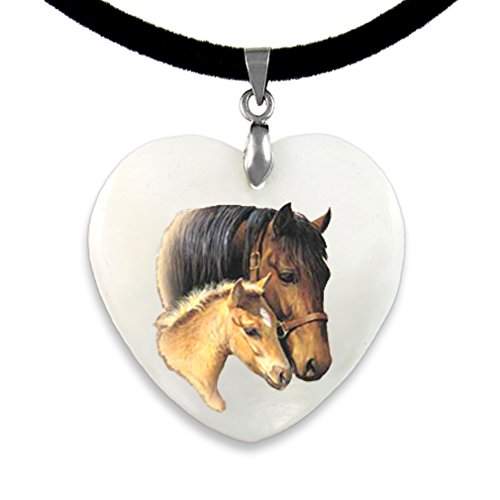 Timest - Caballo con el Potro - Colgante nácar en forma de Corazón CPP004