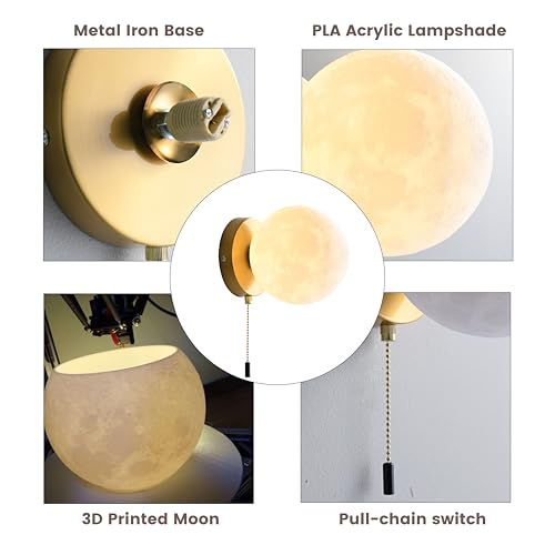 Image of Wall Lamp Modern Minimalist Moonlight Wall Sconce with Soft Lighting, G9 Bulb Included, Perfect for Bedroom, Living Room, Bathroom, Hallway (2 Gold Pack)