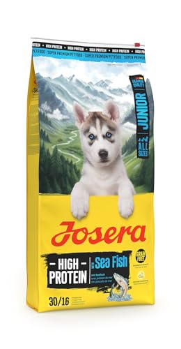 JOSERA Junior High Protein Seefisch (1 x 12,5 kg) | Premium Trockenfutter aktive Hunde ab der 6. Lebenswoche| Lachs & Süßkartoffel | getreidefrei & proteinreich | L-Carnitin & Taurin | 1er Pack