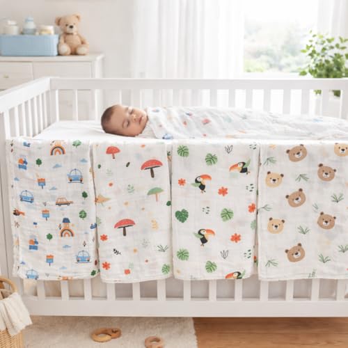 Image of Muslin Cotton Soft Baby Bath Towel,Swaddle,Medium Size (75CM*100CM),Premium Muslin Burp Cloth for Baby,Newborn Single Layer Kids Boys and Girls (Pack of 2) White