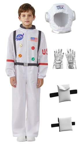 KIMI HOUSE Astronaut Costume for Kids, Space Suit for Boys Girls Kids, Astronaut Costume for Cosplay, Halloween Party Dress Up