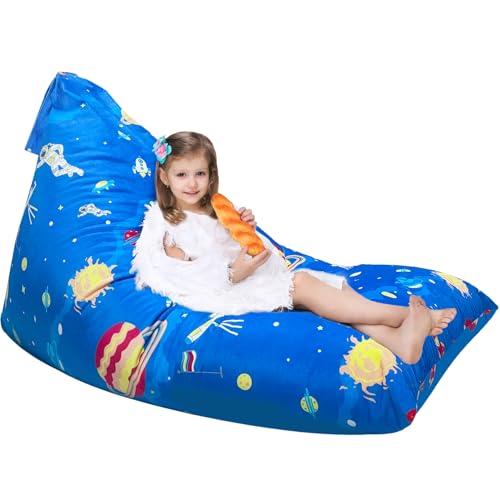 Jorbest Stuffed Animals Storage, Soccer Stuffed Animals Bean Bag Storage, Bean Bag Chair Cover for Kids, Luxury Velvet Stuffie Seat - Cover ONLY (200 L/52 Gal)