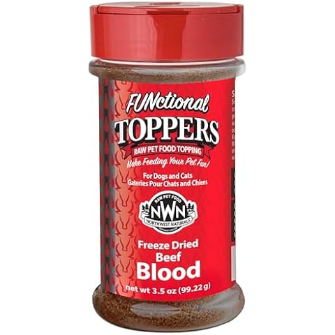 Northwest Naturals Freeze-Dried Beef Blood Functional Topper - for Dogs & Cats - Healthy, 1 Ingredient, Human Grade Ingredients, All Natural - 3.5 Oz (Pack of 1) Cover