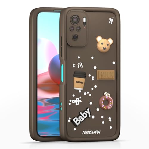 Image of Pikkme Back Cover for Redmi Note 10 / Note 10s / Note 11 SE | Cute Fun Cartoon 3D Bear Silicone Full Body Protection Bumper Cover (Brown)