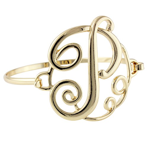 Heirloom Finds Goldtone Letter P Lavish Cursive Monogram Initial Statement Bangle Bracelet
