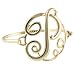 Goldtone Letter P Lavish Cursive Monogram Initial Statement Bangle Bracelet