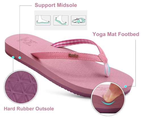Image of KuaiLu Flip Flops for Women with Arch Support Summer Beach Thong Sandals