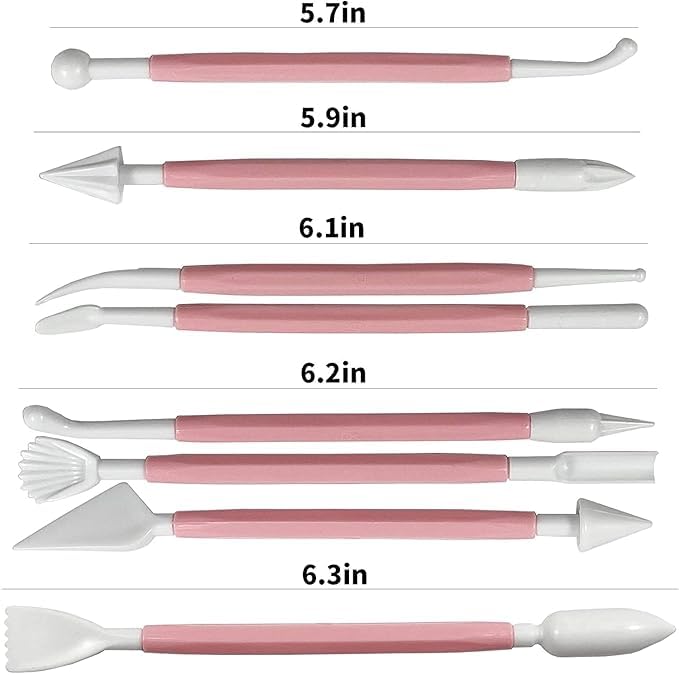 ISTORE 8 Pieces Modelling Kit for Cake & Clay | Double-Ended Fondant Sculpting Tools | Sugarcraft Modelling Tool Set | Plastic Cake Decorating Tools for Professional & Home Use 1