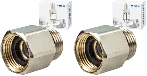 tecuro Rückflussverhinderer 3/8 Zoll AG x 3/8 Zoll, eigensicher mit Dichtung, Rückfluss-Schutz - Messing vernickelt (Packung mit 2)