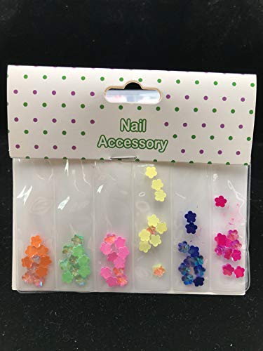 Mix 60pcs 6mm Flower Flatback Neon AB Color Glass Crystal Rhinestones 3D Nail Art Decoration