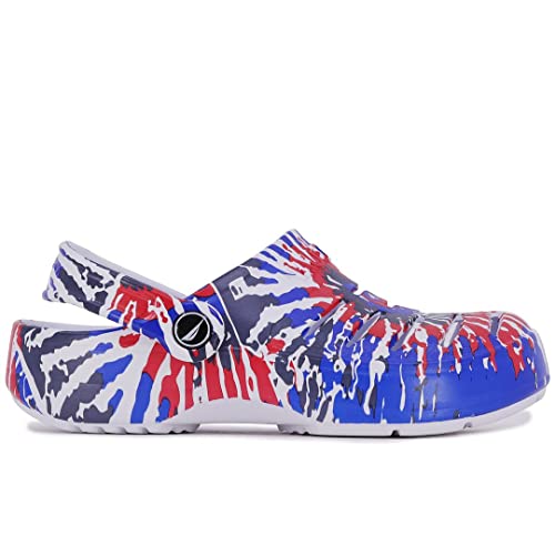 Nautica Kids Children's Clogs, Shoes, & Slip-Ons - Casual, Garden, Beach, Indoor - Lightweight & Comfortable-River Edge Youth-Red White & Blue Tie Dye Tie Dye-4 #TOP1