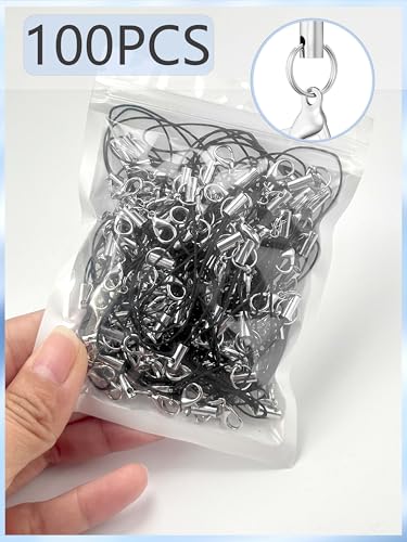 Evnlo 100Pcs Phone Charms Strap with Lobster Clasp,Lanyard Strap Cell Phone Charm for Keychain Clasps, USB Drive DIY Jewelry Mobile Accessories Charms