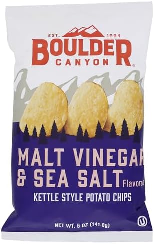 Boulder Canyon, Chips Potato Kettle Cooked Malt Vinegar Sea Salt, 5 Ounce