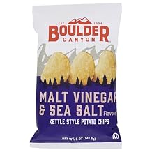 Boulder Canyon Kettle Cooked Potato Chips, Malt Vinegar and Sea Salt, 5 oz