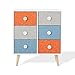 Rebecca Mobili Cassettiera 6 Cassetti, Mobiletto Salvaspazio, Bianco Grigio Azzurro Arancione, Contemporaneo, Mdf Legno Tessuto, Per Cameretta Sala - Misure 59 x 48,5 x 25 cm (HxLxP) - Art. RE6671