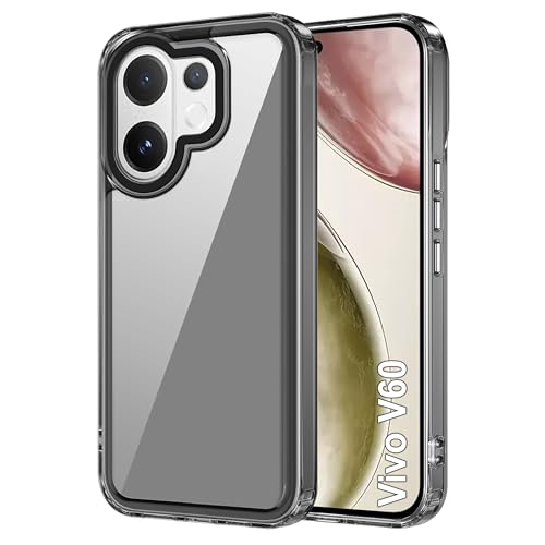 amazon basics Back Case Cover for Vivo V60 | Compatible for Vivo V60 Back Cover | Case Cover with Camera Protection | (TPU + PC | Translucent Black)