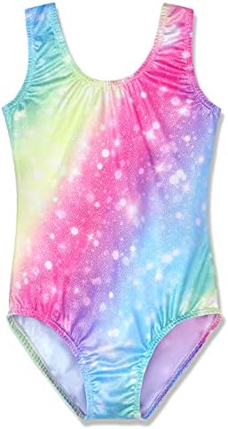 HOZIY Rainbow Gymnastics Leotards for Girls Size 6-7 7-8 Pink Blue Purple Multicolored Multicolor Sparkly