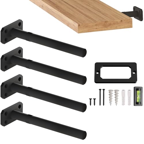Balin Designs Invisible Floating Shelf Brackets 8 Inch, 4 Pack (3/4" Rod, 300 lbs) – Heavy Duty Hidden Shelf Hardware, Floating Mantel Bracket for Kitchen, Bathroom, Fireplace, Living Room