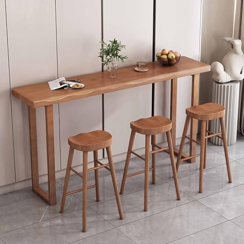 Mesa de comedor de madera maciza, mesa de bar moderna con altura de mostrador, diseño rectangular largo y estrecho para cocina y comedor, 180 cm, no incluye taburetes