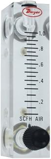 Dwyer® Visi-Float® Flowmeter, VFA-33-BV, Acrylic Block, 5% FS Acc, 10-100 cc/min Water, Br Valve