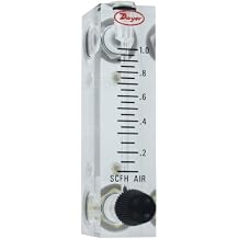 Dwyer Visi-Float Flowmeter, VFA-24-BV, Acrylic Block, 5% FS Acc, 1-10 LPM air, Br Valve