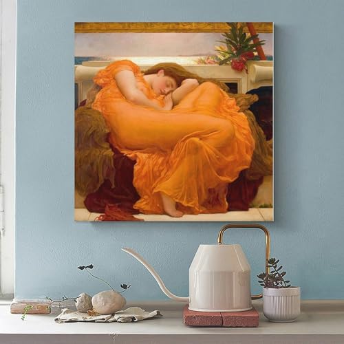 Décoration murale Flaming June de Frederick Leighton tableau carré impression sur toile cadre - 2