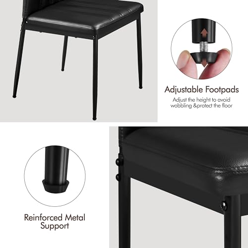 Yaheetech Set of 4 Dining Chairs Modern Dining Room Faux Leather Kitchen Chairs with Petal Styled Back and Sturdy Metal Legs for Dining Room, Kitchen, Black - Image 6