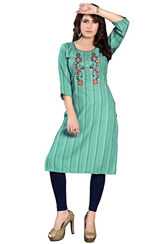 Image of DREAM & DZIRE Blue Office wear Kurti for Women of Cotton in Plus Size & Small Size.