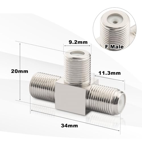 Divisor F tipo hembra a 2 hembra RG6 coaxial 2 piezas miniatura 2