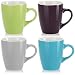Produktbild com-four® 4x Kaffeebecher aus Keramik - Kaffee-Tasse in modernem Design - Kaffeepott für Kalt- und Heißgetränke - 300 ml (04 Stück - blau/grün/lila/grau)