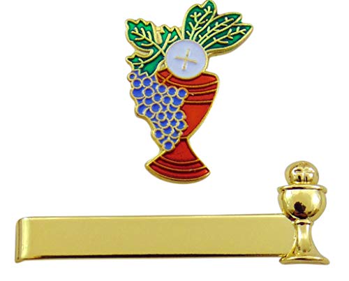 Westmon Works First Communion Boys Tie Clip and Bread of Life Chalice Pin Accessory Pack