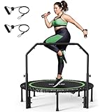 BCAN リバウンダートランポリン 大人用 40インチ フィットネス トランポリン バンジー付き U字型 調節可能なフォームハンドル 安定して静か 屋内 屋外トレーニング - シルバー - 2025