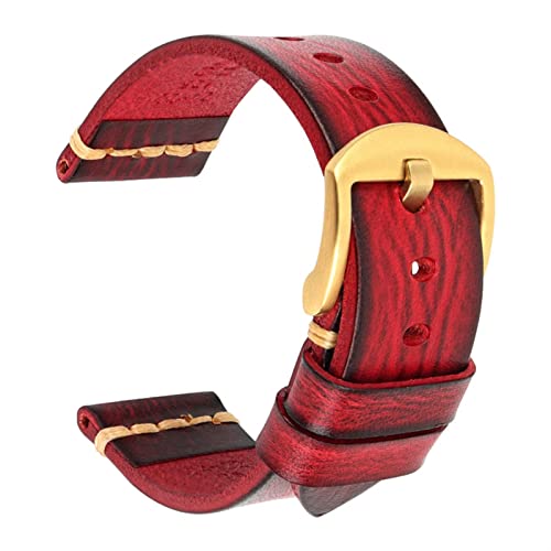 Bracelet de montre cuir véritable rouge doré pour sublimer vos tenues
