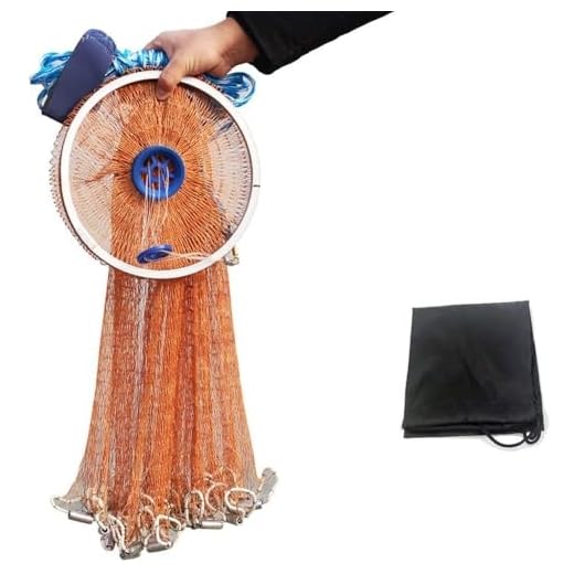 EASY BIG American Fishing Cast Net with Aluminum Frisbee for Bait Trap Fish Dia:7.8ft/9.8ft/11.8ft/13.7ft, 0.8inch Mesh Size