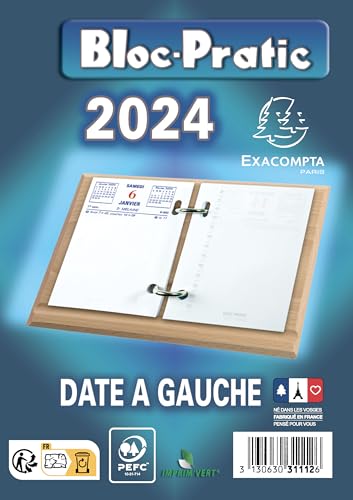Exacompta - 31101E - Date pad on the Right 8.2 x 12 cm - 2025 - Red