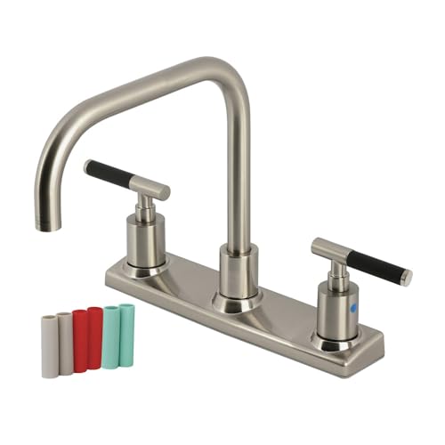 Kingston Brass FB2148CKL Kaiser - Grifo de cocina central de 8 pulgadas, níquel cepillado